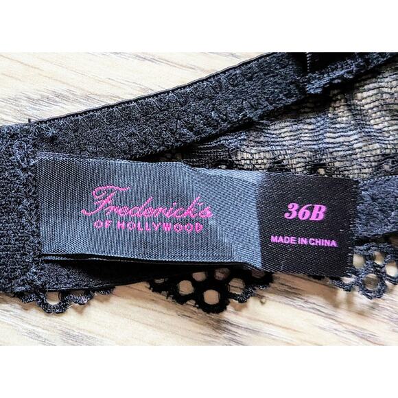 Fredrick's of Hollywood Saffron Push Up Bra Padded Molded Black Lace Size 36B - Picture 11 of 11